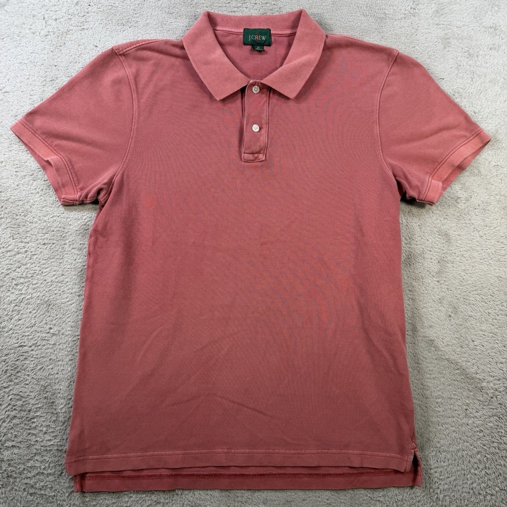 Vintage J Crew Polo Mens Medium Pink Red Slim Oarsman Short Sleeve Cotton